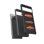 C3 Corvette Art Phone Case Orange, Three-View Vector Cover, Gift