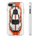 Z06 C8 Phone Case, White Top-Down Painterly Stripe Cover