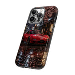 Red FD RX-7 Blossom Alley Tough Phone Case - Rain-Slicked Night