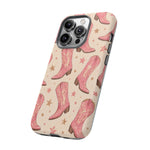 Pink Cowboy Boots phone case | Western pattern | Pastel stars