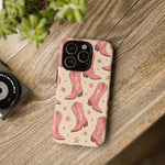 Pink Cowboy Boots phone case | Western pattern | Pastel stars