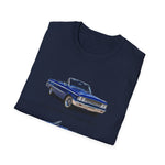 Blue 1963 Galaxie Convertible Illustration T-Shirt | Classic Car Art Tee