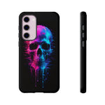 Neon Glitch Skull Phone Case, Dripping Paint Scanline Cover