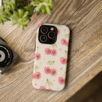 Pink Cherry Pattern Phone Case | Cute Retro Fruit Design