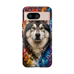 Alaskan Malamute Portrait Tough Phone Case - Vivid Paint Splatter
