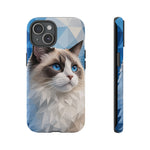 Ragdoll Cat Polygon Portrait Tough Phone Case - Blue Cream