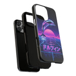 Neon Dolphin Retro Wave Tough Case | Vaporwave Japanese Text, 80s Synth Sunset