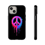 Glitch Peace Sign Phone Case, RGB Melt Digital Art Tough Cover, Gift