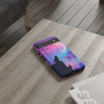 Silhouette Cat Moon Phone Case | Purple Pink Sky Vaporwave Cover