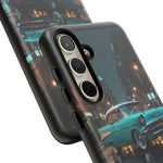 Vintage Teal 1957 Bel Air Classic Car Tough Case | Retro Rainy City Phone Cover