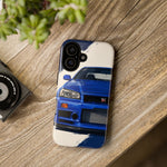 R34 Skyline GT-R Bayside Blue Tough Phone Case for 90s JDM Fans