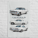 1963 Impala White Hardtop Banner 34x56 Garage Man Cave Wall Decor Gift