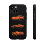C3 Corvette Art Phone Case Orange, Three-View Vector Cover, Gift