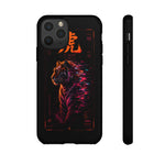 Glitch Tiger Silhouette Art Tough Phone Case - Orange Magenta