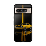 Yellow Camaro Z28 Phone Case, Classic Muscle Car Studio Stripe Cover
