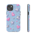 Pink Hearts & Holographic Stars Phone Case | Tough Cover