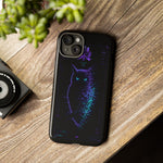 Glitch Owl Silhouette Art Tough Phone Case - Violet Teal