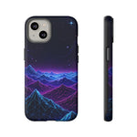 Retro Neon Mountains Phone Case | Vaporwave Galaxy Landscape