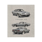 1979 Trans Am sketch throw blanket | Velveteen Microfiber Firebird Blanket