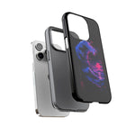 Cresting Wave Glitch Art Tough Phone Case - Blue Magenta