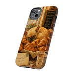 Sleeping French Bulldog with Croissants phone case | cute bakery scene