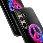 Glitch Peace Sign Phone Case, RGB Melt Digital Art Tough Cover, Gift