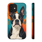 Boston Terrier Pop-Art Portrait Tough Phone Case - Teal Orange