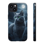 Russian Blue Cat Silver Moonlight Art Tough Phone Case