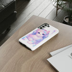 Pastel Cat Phone Case, Headphones Glitch Color Block Cover