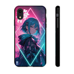 Anime Girl Phone Case Teal, Neon Kanji Calm Gradient Tough Cover