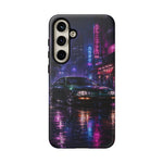 Neon City Night Prelude JDM Car phone case | Vaporwave rainy street