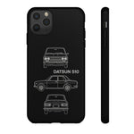 Datsun 510 Triple View Line Art JDM Tough Phone Case Cover Gift