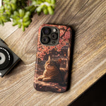 Cherry Blossom Cat Phone Case, Painterly Spring Art Cover