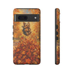 Yorkshire Terrier Jumping in Autumn Leaves Tough Case | Fall Dog Phone Cover