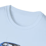 Blue 1966 GTO Muscle Car Trio Illustration T-Shirt | Classic Auto Shirt