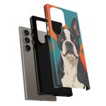 Boston Terrier Pop-Art Portrait Tough Phone Case - Teal Orange