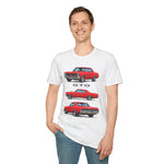 Red 1965 GTO Car Illustration T-Shirt | Classic Muscle Car Trio Tee
