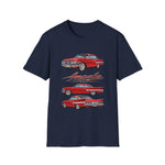 Red Vintage 1960 Chevy Impala Trio T-Shirt | Classic Car Illustration