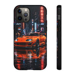 Orange Supra Phone Case, Neon City Night JDM Sports Car Tough Cover