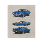 1973 Cuda Muscle Car Blanket | Blue Barracuda Microfiber Throw