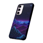Retro Neon Mountains Phone Case | Vaporwave Galaxy Landscape