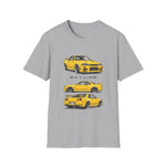 Yellow 1999 Skyline Illustration JDM T-Shirt | R34 GTR Car Trio
