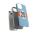 Copy of Blue Orange Number 20 Retro Racing Stripe Tough Phone Case Cover