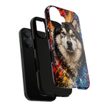 Alaskan Malamute Portrait Tough Phone Case - Vivid Paint Splatter