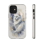 Turkish Angora Cat White Silk Portrait Art Tough Phone Case