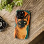 Siamese Cat Retro Halftone Portrait Case - Orange Teal Print