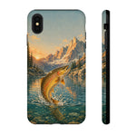 Leaping Golden Trout Lake Scene phone case | Tough Cover