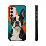 Boston Terrier Pop-Art Portrait Tough Phone Case - Teal Orange