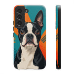 Boston Terrier Pop-Art Portrait Tough Phone Case - Teal Orange