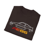1986 AE86 Trueno Outline Silhouette JDM Classic Car T-Shirt Line Art Emblem Fan Gift